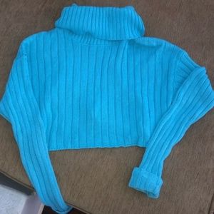 Forever 21 cropped blue turtleneck sweater🩵🦋🫐